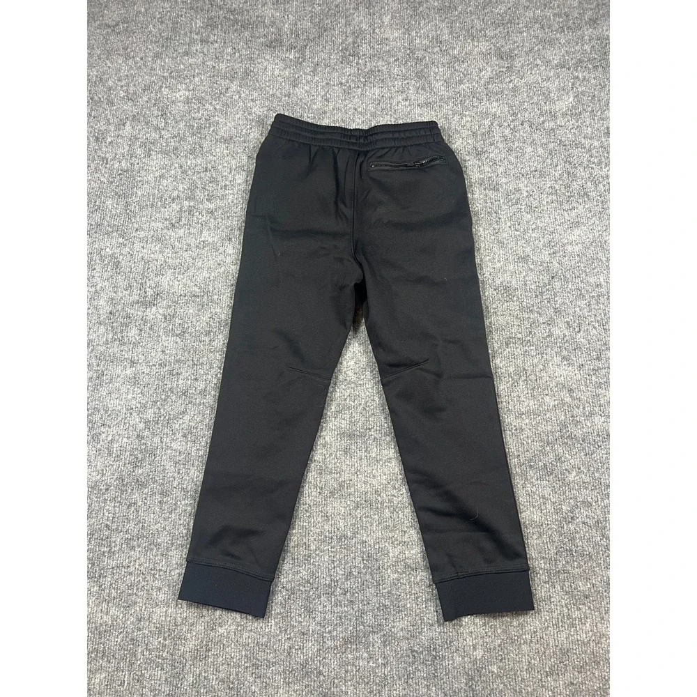 Gap‎ Fit Sweatpants Boys Small Black Tapered Leg Logo Drawstring Fleece Lined